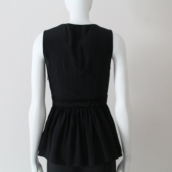 Prabal Gurung Bow Black Silk Blouse Top Size 0 - Picture 2 of 6